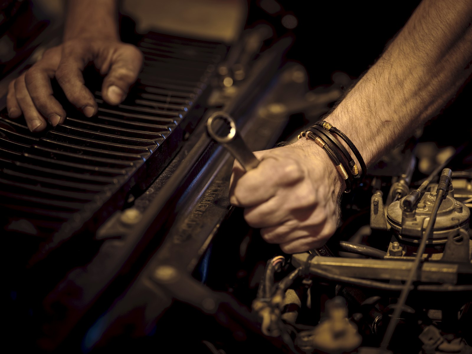 Technician working in a repair bay